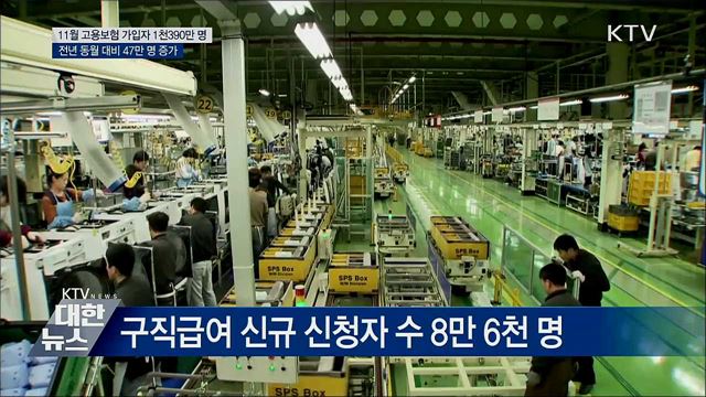 11월 고용보험 가입자 1천390만 명···47만 명 증가