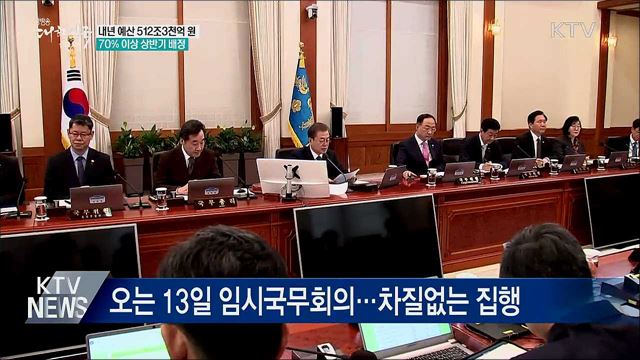 내년 예산 512조3천억···70% 이상 상반기 배정