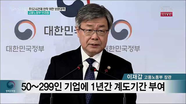 주52시간제 안착 위한 보완대책 고용노동부 브리핑