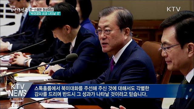 한-스웨덴 정상회담···"북미대화 성과 나타날 것"