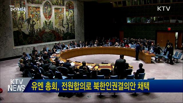 유엔 총회, 전원합의로 북한인권결의안 채택