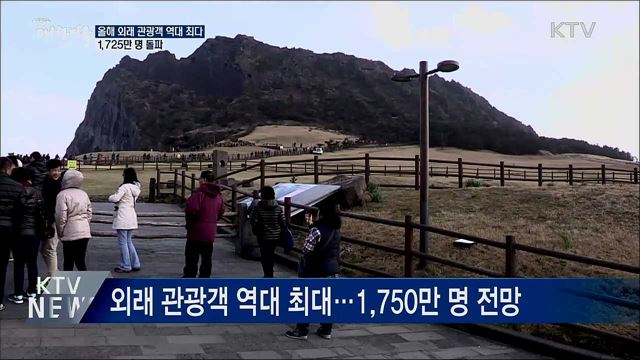 올해 외래 관광객 역대 최다···1,725만 명 돌파