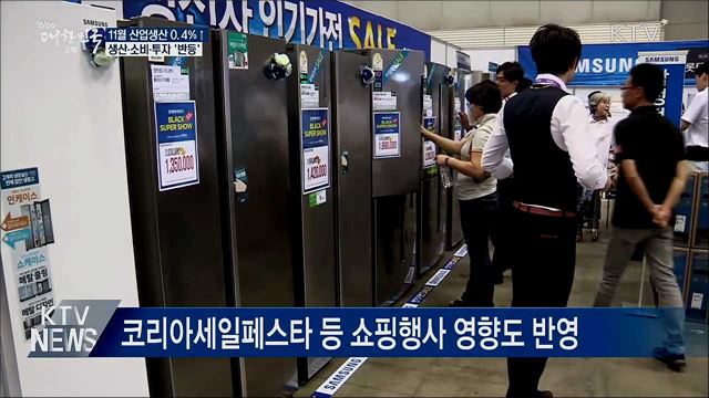 11월 산업생산 0.4%↑···생산·소비·투자 '반등'