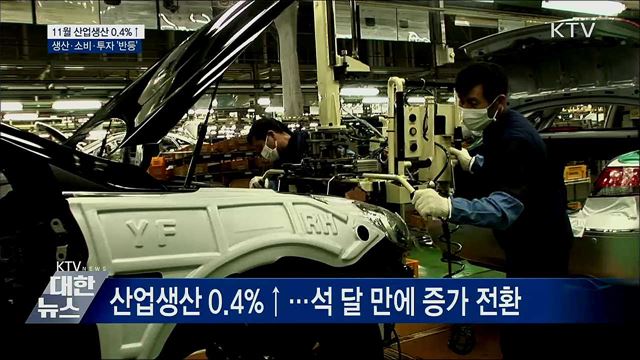 11월 산업생산 0.4%↑···생산·소비·투자 '반등'