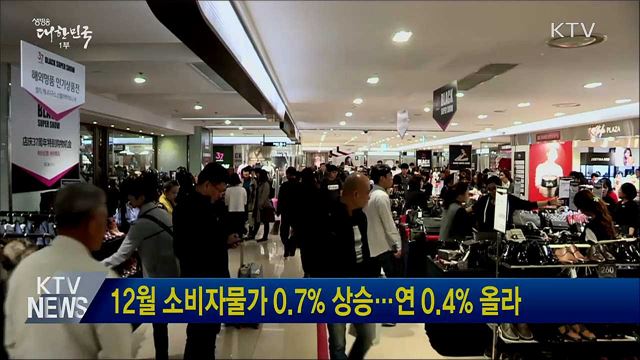 12월 소비자물가 0.7% 상승···연 0.4% 올라
