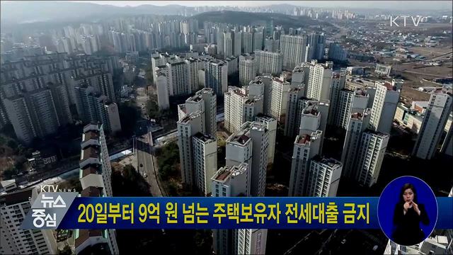 20일부터 9억 원 넘는 주택보유자 전세대출 금지