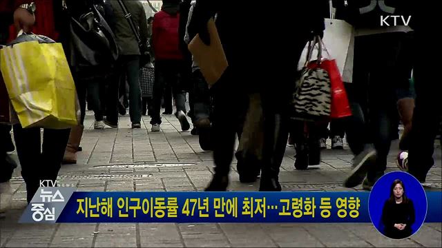 지난해 인구이동률 47년 만에 최저···고령화 등 영향