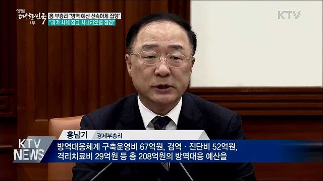 홍 부총리 "방역 예산 신속 집행"