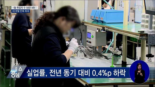 1월 취업자 56만 8천 명 증가···65개월 만에 최대