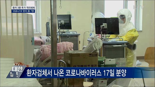 '코로나19' 환자 3명 격리해제···7명째 완치