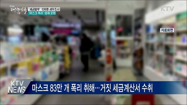 '세금탈루' 138명 세무조사···'마스크 폭리' 업체 포함