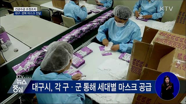 긴급수급조치···대구·경북에 마스크 100만개 전달