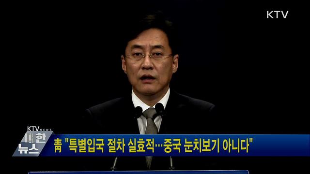 靑 "특별입국 절차 실효적···중국 눈치보기 아니다"