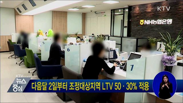다음달 2일부터 조정대상지역 LTV 50·30% 적용