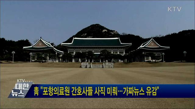 靑 "포항의료원 간호사들 사직 미뤄···가짜뉴스 유감"