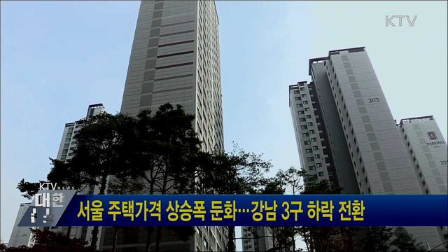 서울 주택가격 상승폭 둔화···강남 3구 하락 전환