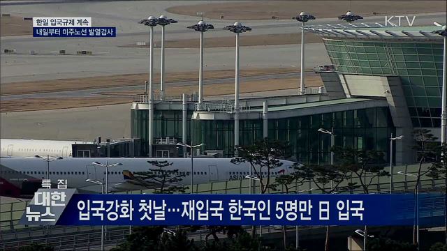 한일 입국규제 계속···내일부터 미주노선 발열검사