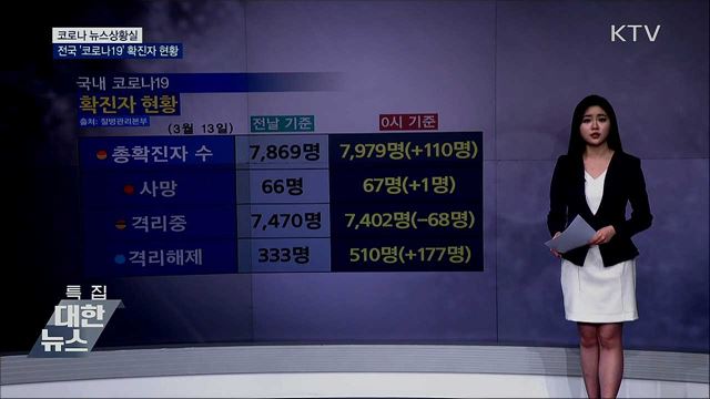 전국 '코로나19' 확진자 현황 (20. 03. 13. 19시)
