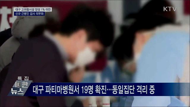 대구 고위험시설 양성 1% 미만···간병인 검사 의무화