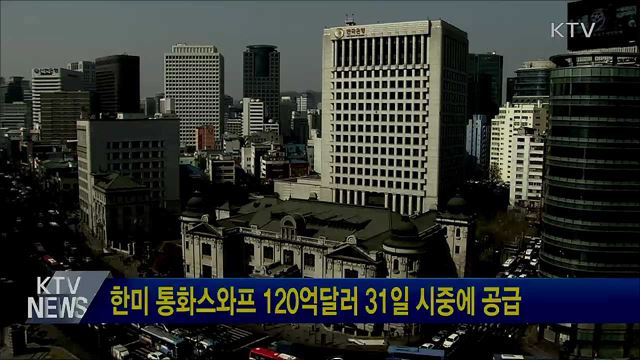 한미 통화스와프 120억달러 31일 시중에 공급