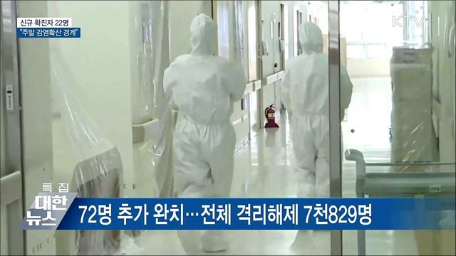 신규확진 22명···"주말 감염확산 경계"