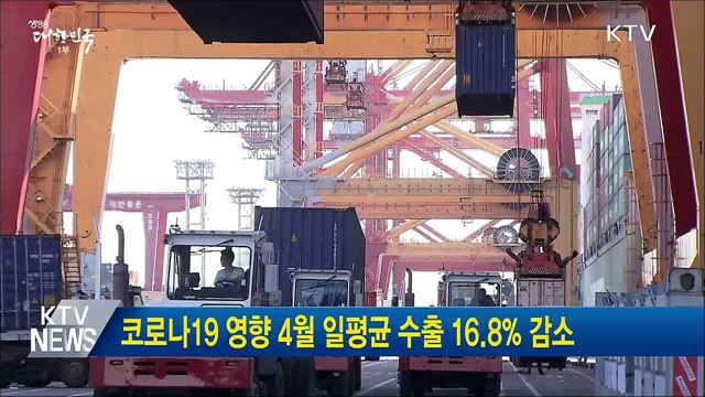 코로나19 영향 4월 일평균 수출 16.8% 감소