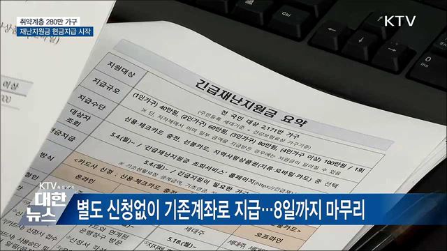 취약계층 280만 가구 재난지원금 현금 지급 시작