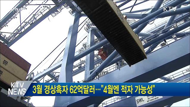 3월 경상흑자 62억달러···"4월엔 적자 가능성"