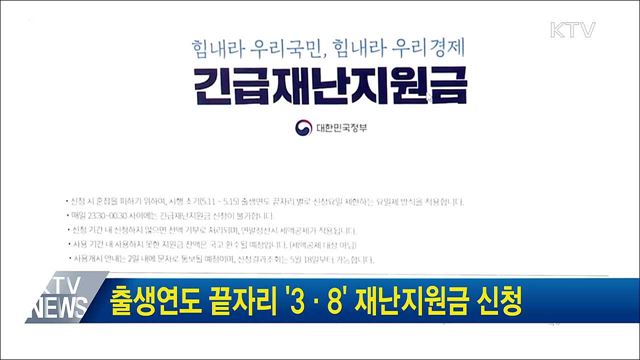출생연도 끝자리 '3·8' 재난지원금 신청
