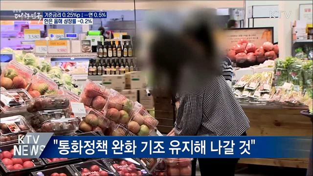 한은 기준금리 0.25%p 인하···경제성장률 -0.2%