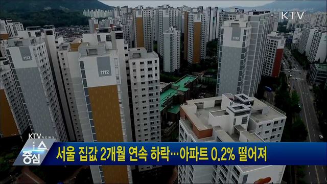서울 집값 2개월 연속 하락···아파트 0.2% 떨어져