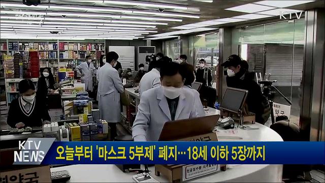 오늘부터 '마스크 5부제' 폐지···18세 이하 5장까지