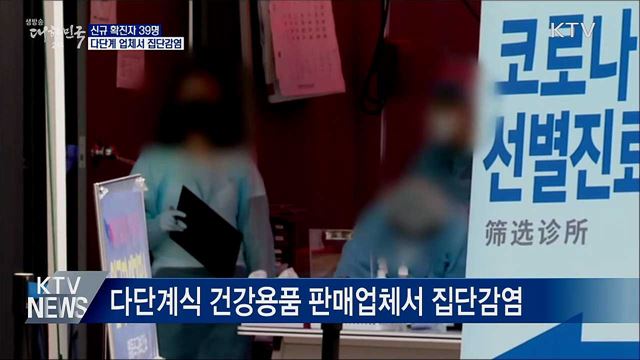 신규확진 39명···다단계 업체서 집단감염