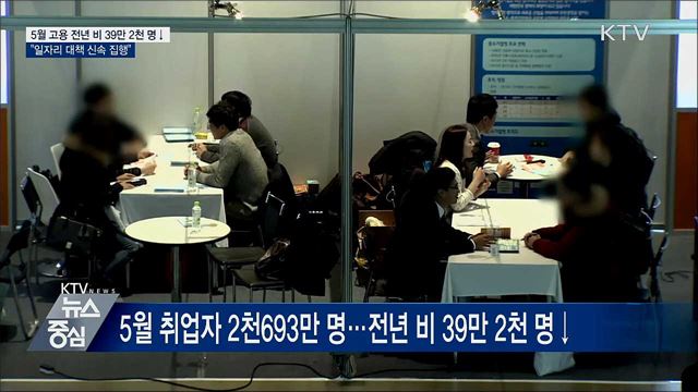 5월 고용 전년 비 39만 2천 명↓···"방안 신속 집행"