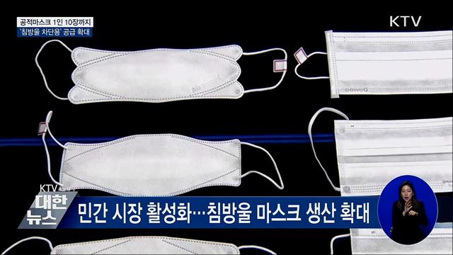 공적마스크 1인 10장까지···'침방울 차단용' 공급 확대