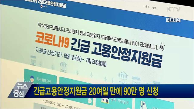 긴급고용안정지원금 20여일 만에 90만 명 신청