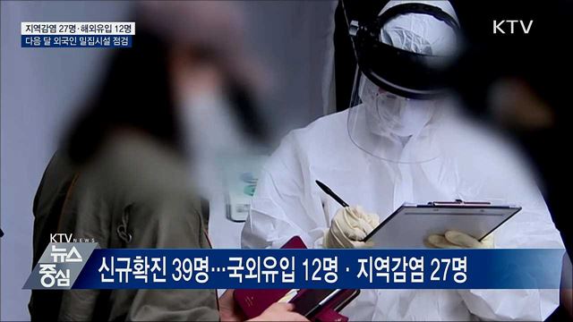 신규확진 39명···외국인 밀집시설 합동점검