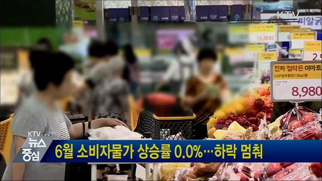 6월 소비자물가 상승률 0.0%···하락 멈춰