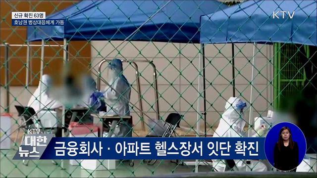 신규 확진 63명···호남권 병상대응체계 가동