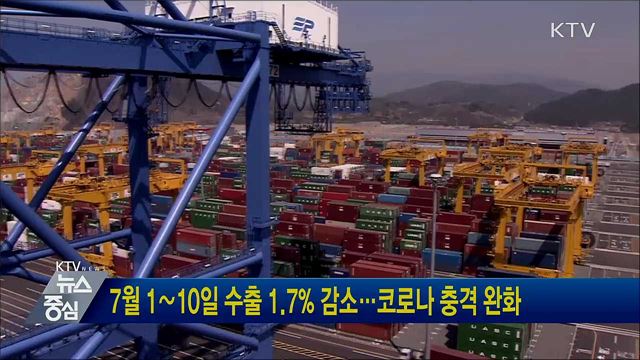 7월 1∼10일 수출 1.7% 감소···코로나 충격 완화