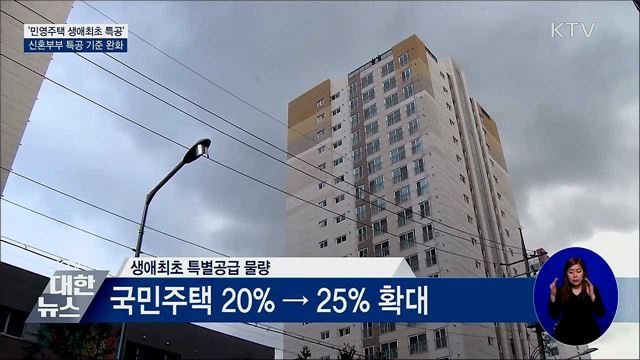 민영주택 생애최초 특공···신혼부부 특공 기준 완화
