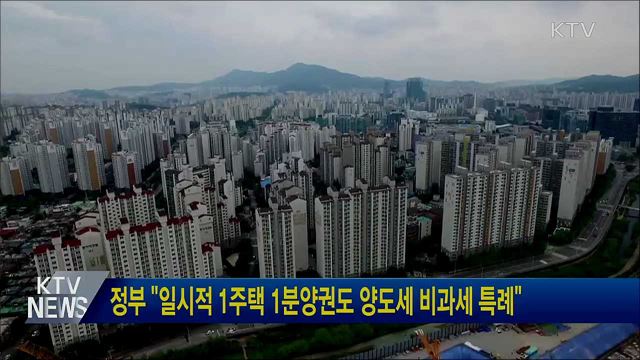 정부 "일시적 1주택 1분양권도 양도세 비과세 특례"