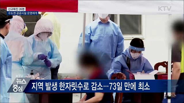 신규 확진 26명···수도권 공공시설 운영재개