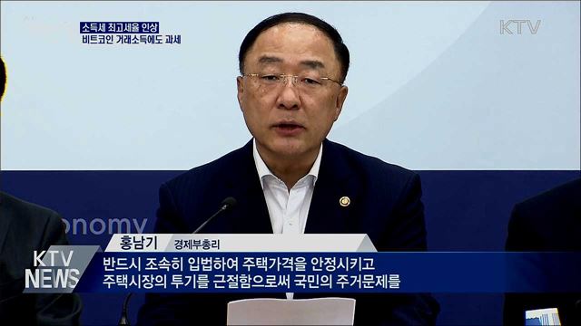 소득세 최고세율 인상···비트코인 거래소득에 과세