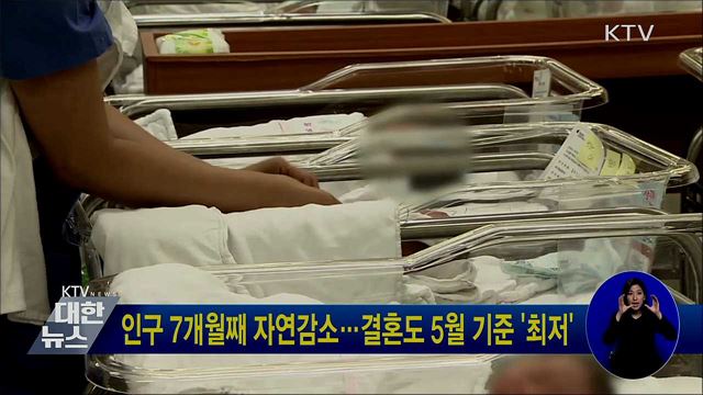 인구 7개월째 자연감소···결혼도 5월 기준 '최저'