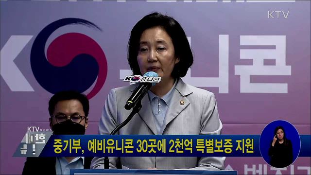 중기부, 예비유니콘 30곳에 2천억 특별보증 지원