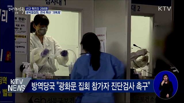 신규확진 288명···광복절 집회, 전국 확산 '기폭제'