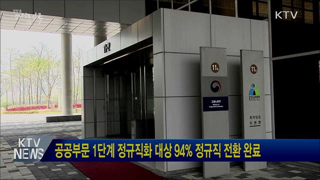 공공부문 1단계 정규직화 대상 94% 정규직 전환 완료