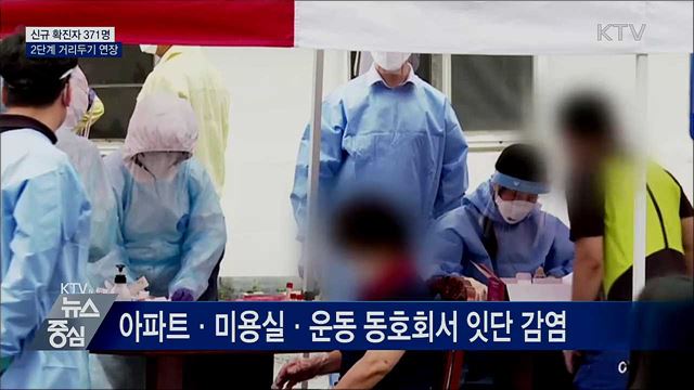 신규확진 371명···2단계 거리두기 연장