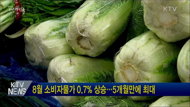 8월 소비자물가 0.7% 상승···5개월만에 최대